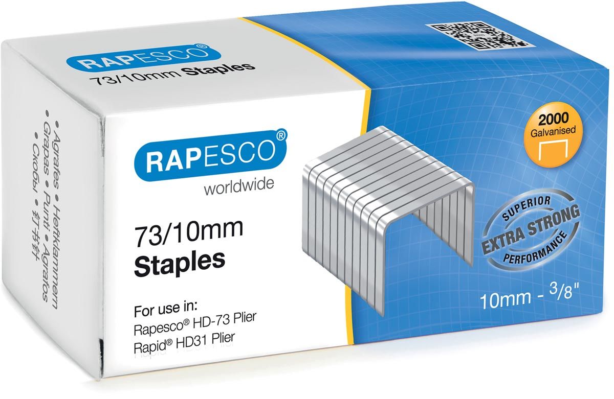 Rapesco 73/10 mm Verzinkte Nietjes - Doosje met 2000 Nietjes - 5018505005609