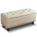 Shally Dogan Kruk met opbergruimte met kunstleren bekleding, voetensteun voor slaapkamer, bank, woonkamerkruk, bank met frame en poten van hout (beige)