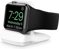 Qubix Support en silicone pour Apple Watch - Blanc - Convient à toutes les séries Apple Watch standard - station d'accueil