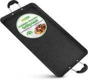 NutriChef Grillpan - 28 cm Vierkante Grillplaat - Antiaanbaklaag - Hoge Ribbels - Hard-geanodiseerd - Geschikt voor Fornuis