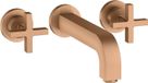 AXOR CITTERIO 3-Loch Waschtischarmatur DN 15 UP mit Anschlussstück von 222 mm, Kreuzgriff und Rosette, gebürstete Bronze