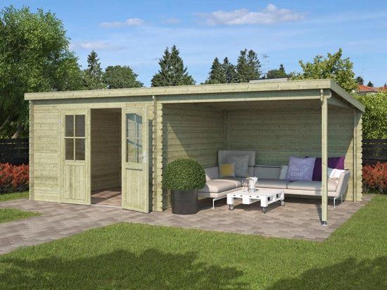 Outdoor Life Products Blokhut Orlando Groen Geïmpregneerd 581 x 292 cm