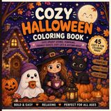 Cozy Halloween Coloring Book: 45 Cute and Whimsical Autumn Scenes for Kids and Adults