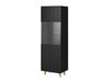 Vitrine design noir mat rainuré 2 niches
