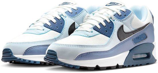 Nike Air Max 90 Sneakers Dames - Wit - blauw - zwart - Maat 37.5