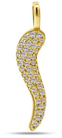 Silventi Gouden Hangertje Gelukswortel - Zirkonia - 14 karaat Goud