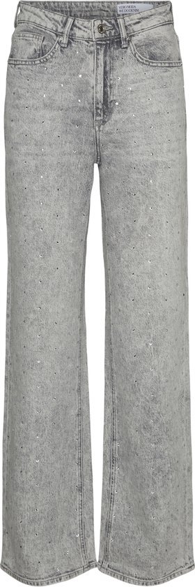 Vero Moda Jeans Vmtessa Hr Wide Jeans Rhines Ra207 10316541 Medium Grey Den/rhinestone Dames Maat - W32 X L32