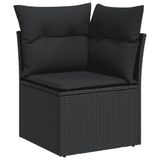 vidaXL Loungeset 9-delig polyrattan zwart met kussens