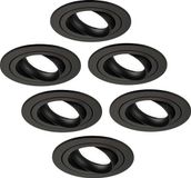 Ledvion - 6X LED Inbouwspot Tokyo - Zwart - Dimbaar - 3W - 6500K - Ø92 mm