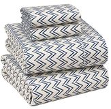 Ruvanti 100% katoen lakens - knapperige verkoelende percal lakens voor queensize bed, ademend en duurzaam, queensize lakenset, 40 cm diepe zakken, Chevron, 4-delig