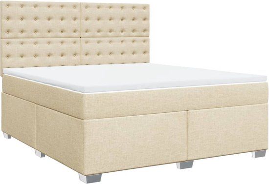 vidaXL Boxspring met matras stof crèmekleurig 180x200 cm