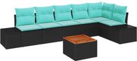 vidaXL Tuinbank Set Zwart Polyrattan