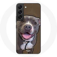 Maniacase Hoesje voor Samsung Galaxy S22 Pitbull Hond Grijs Wit
