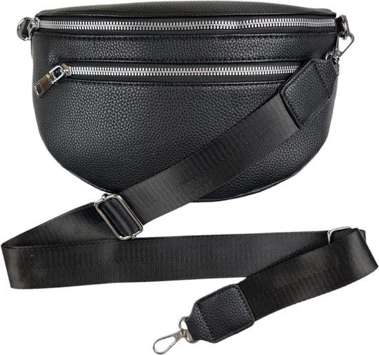 VIQRI Crossbodytas Zwart | Dames Bumbag met Zilveren Hardware