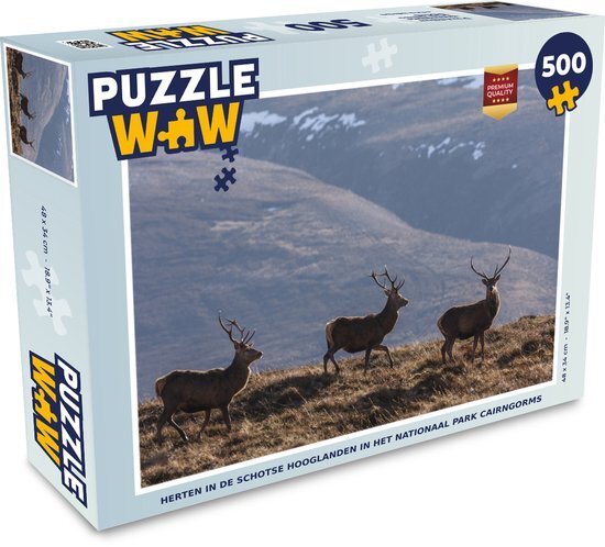 MuchoWow Puzzel Herten in de Schotse hooglanden in het Nationaal park Cairngorms - Legpuzzel - Puzzel 500 stukjes - Sinterklaas cadeautjes - Sinterklaas voor grote kinderen