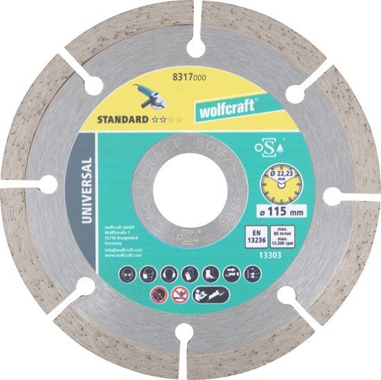 wolfcraft - Diamantdoorslijpschijf - Universele doorslijpschijf - Ø 115 mm