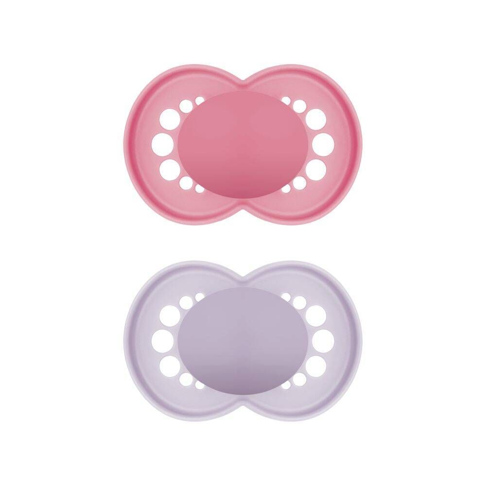 MAM Original Pure Plain Siliconen Fopspeen Roze - Paars - 16+ Maanden