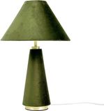Merkloos Relaxdays Tafellamp fluweel - Ø 30 cm - slaapkamer - olijfgroen-goud