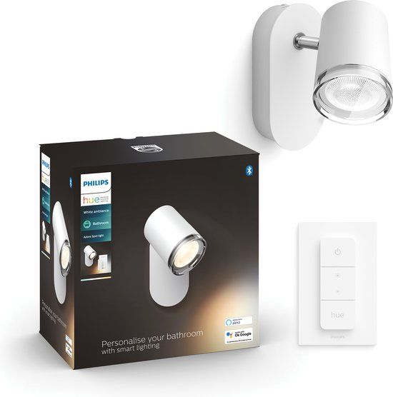 Philips Hue Adore Badkamer Opbouwspot - White Ambiance - GU10 - Wit - 5,5W - Bluetooth - incl. Dimmer Switch
