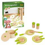 Idena 40238 Set van 13 houten keukengerei voor kinderen vanaf 2 jaar