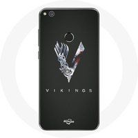 Maniacase Hoesje voor Huawei P8 Lite 2017 Vikings serie seizoen 6 logo V zwaard grijs zwarte achtergrond