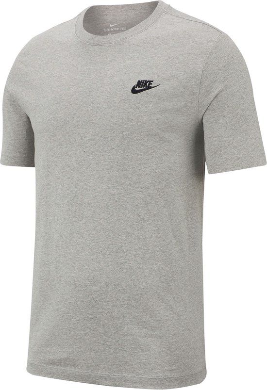 Nike Sportswear Club T-Shirt Heren - Dk Grey Heather/(Black) - Maat L