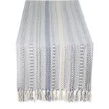 DII Boerderij gevlochten gestreepte tafelloper collectie, 15x72 (15x77, inclusief franje), Cool Grey