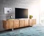 DELIFE table TV Live-Edge acacia naturel 220 cm 6-portes massif bord d'arbre lowboard