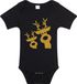 Bellatio Decorations Kerst baby rompertje - zwart - glitter goud - rendier - Kerst cadeau 80