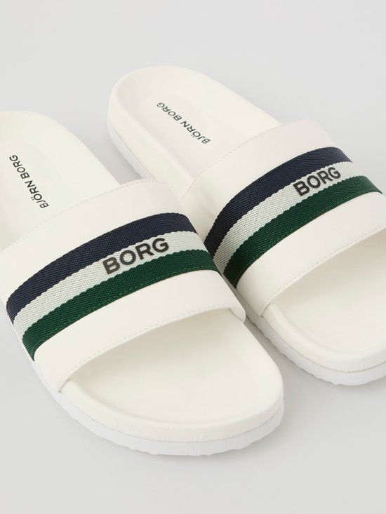 Björn Borg Heritage Badslipper Heren Met Strepen - Wit - Maat 44