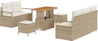 vidaXL Tuinbank Set 8-delig Beige Polyrattan