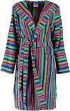 Cawö korte dames badjas badstof met capuchon multicolor maat 38
