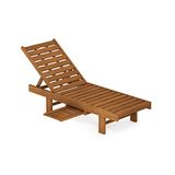 Furinno Tioman Outdoor Hardhout Malo Ligstoel met Dienblad, Natuurlijk, 59,2 (D) x 151,1 (B) x 28,7 (H) cm