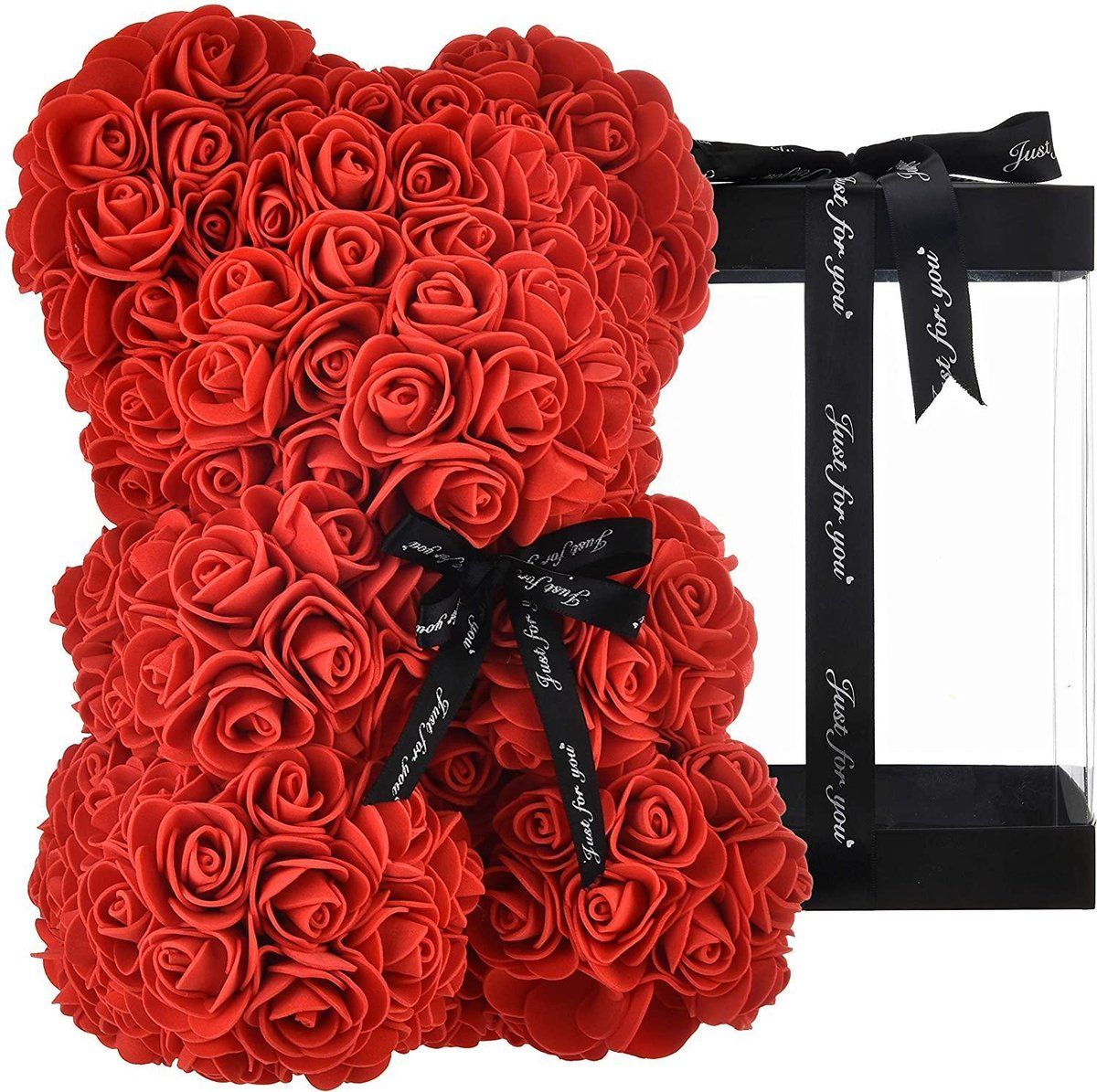 CKN Rozen Beer - Rozen Teddybeer - 25cm - Inclusief Luxe Giftbox - Rood