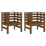 VidaXL Tuinstoelen 2 stuks Grenenhout Bruin