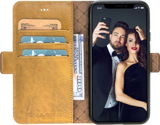 Bouletta Lederen Apple iPhone Xs Max Hoesje - Wallet Case - Burned Yellow