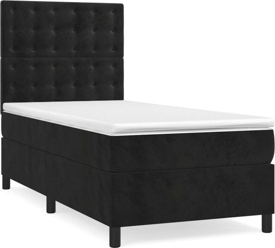 vidaXL Boxspring Bed - 90x200 cm - Zwart - Fluweel - Eenpersoons