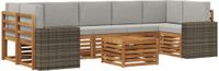 vidaXL - Bank loungeset - 7 zitplekken - Naturel en lichtgrijs - Massief Acacia Hout