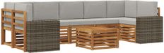 vidaXL - Salon d'angle - 7 places - Naturel et gris clair - Bois d'acacia massif