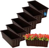 KOTARBAU® Balkonbak, Bloembak voor Balkon, Kunststof, 50 x 18 x 14 cm, Plantenbak, Bruin, Plantenbak Balkon, met Schotel, Rechthoekig