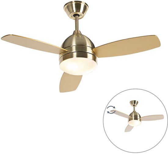 QAZQA Rotar - Plafond ventilator met Verlichting | Lamp en Afstandsbediening - 2 lichts - Ø 960 mm - Messing - Woonkamer | Slaapkamer | Keuken