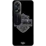 Oppo Etui Harley Davidson logo motor sycles grijs voorzijde zwart Maniacase