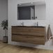 Saniclass Chaci Badkamermeubelset - 120x46x55cm - keramische wastafel zwart - 2 wasbakken - 2 kraangaten - 2 lades - rechthoekige spiegel - noten
