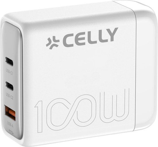 Celly ProPower PowerStation - 100W Powerbank - 3 outputs - Wit