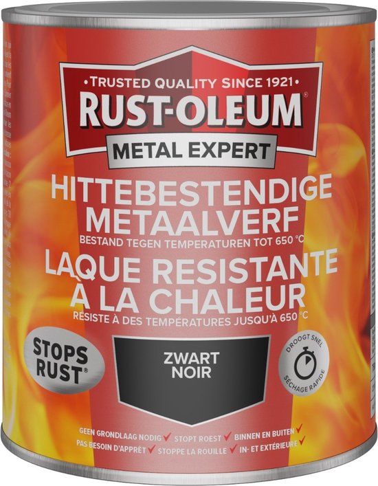 Rust-Oleum Metal Expert Hittebestendige Metaal Verf Zwart 750ml