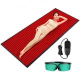 VEVOR Roodlichttherapiemat, 1280 stuks 3-chip LED-lichttherapiemat en controller, 10/40 Hz puls, 10-90 min timer, 660 nm rood en 850 nm nabij-infrarood lichttherapie voor pijnverlichting en huidgezondheid