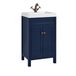 Warwick Meuble lave-mains – Avec lavabo – 50 cm – Bleu marine – Poignées rondes bronze brossé