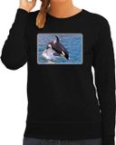 Bellatio Decorations Shoppartners Bv Dieren sweater met orka walvissen foto - zwart - voor dames - L