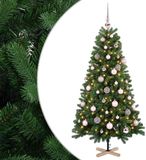 vidaXL Kunstkerstboom met kerstbal 120 cm 150 LED's Warmwit PVC Groen