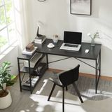 en.casa Bureau Raundsvalt hoekbureau zwart 137x88x75 cm
